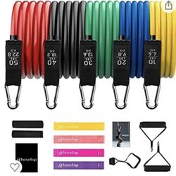 Resistance Bands Set 17pcs Stretch Fitness Exercise Workout Bands for Men Women
