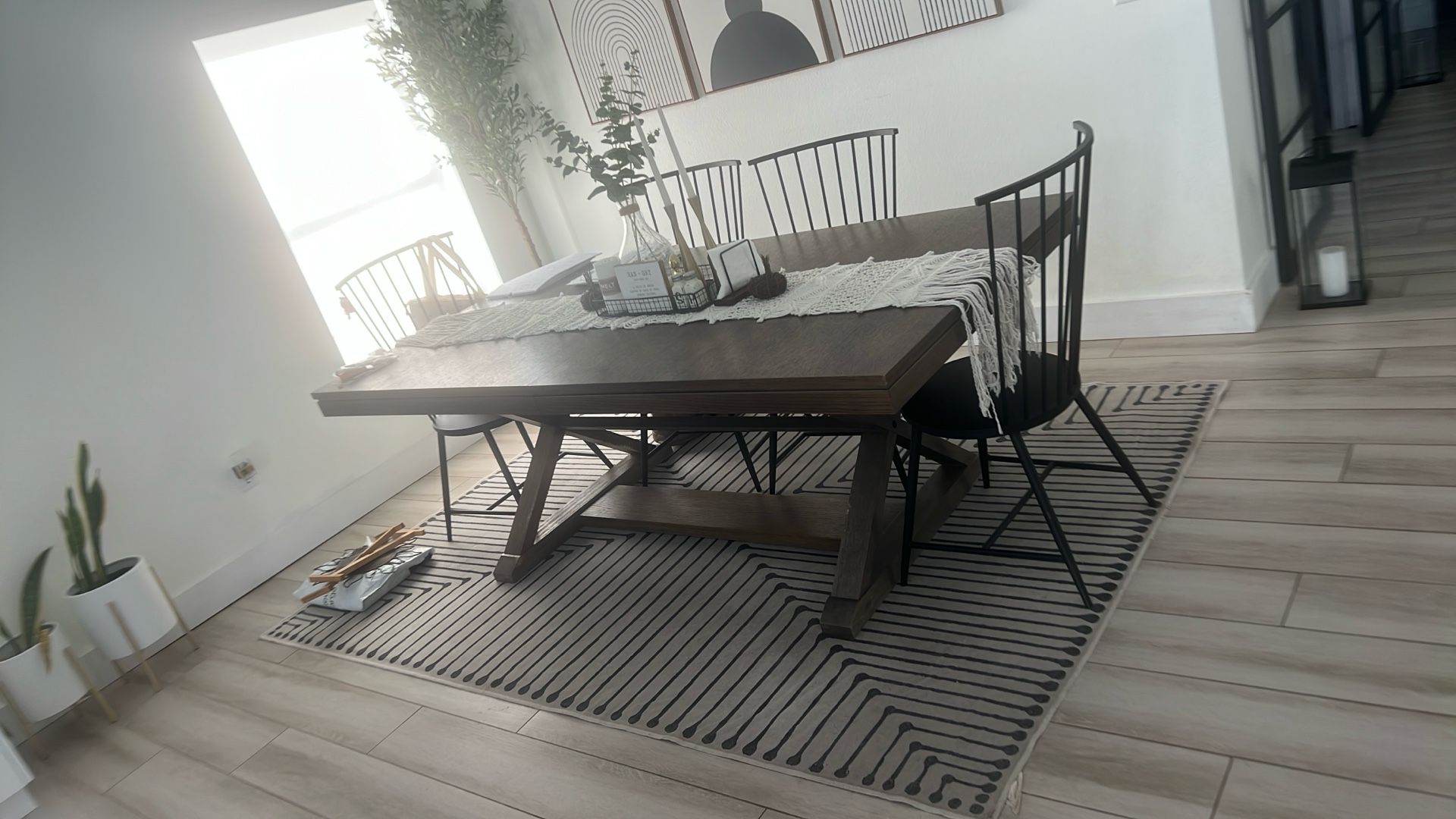 Dark Wood Extendable Dining Table