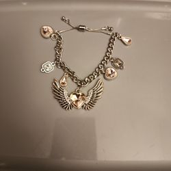 Silver Plated Heart Charm Bracelet 