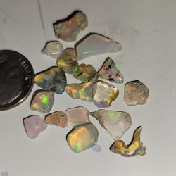 16pcs. Ethiopian Fire Opal Rough Polished Gemstones Genuine Crystal 5-8mm