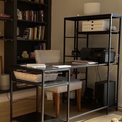 Black Table With Shelves In an un-open Box. 
