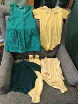1990’s Toddler Size 18 & 24 Month Overall, Dress, Onesies 5 Pieces 