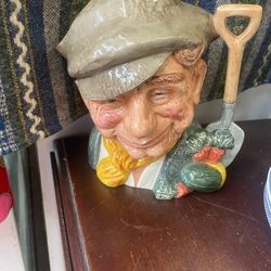 Vintage Large Royal Doulton Gardener Toby Mug Vase Planter 