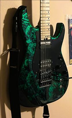 Schecter Sun Valley Super Shredder Guitar FR S Sustainiac Green Metallic Swirl, Floyd Upgrades