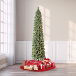 7 inch PreLit Artificial Green Cashmere Finish Slim Design Christmas Tree, Holiday Decor