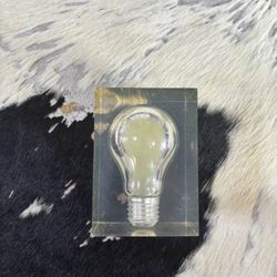 Pierre Giraudon Light Bulb Acrylic Paperweight Pop Art MCM Glows in the Dark