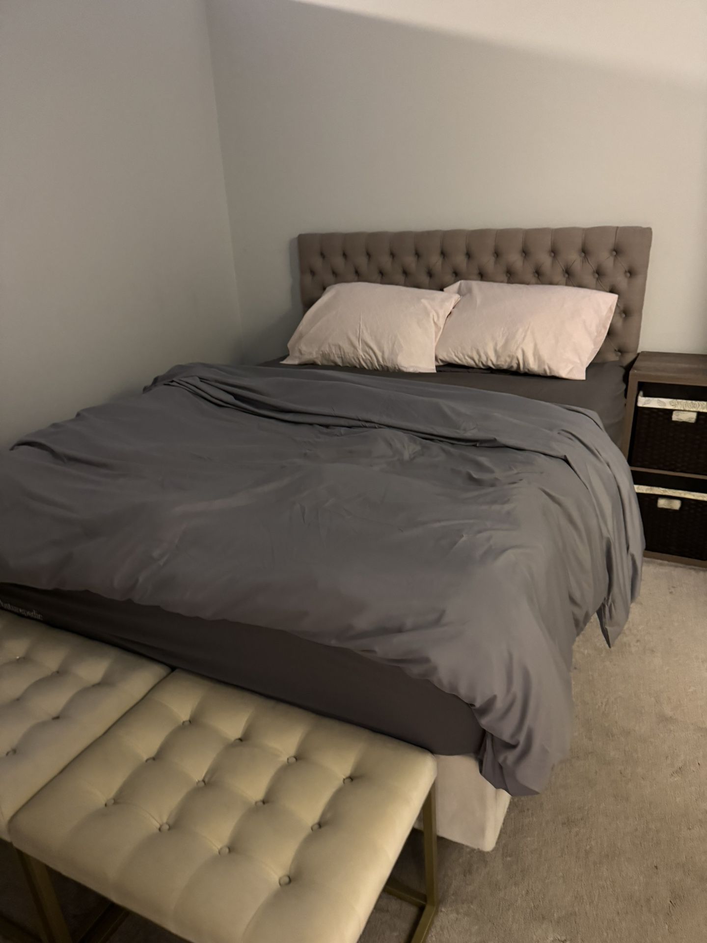 Queen Upholstered Bed Frame w/ Headboard β Great Deal