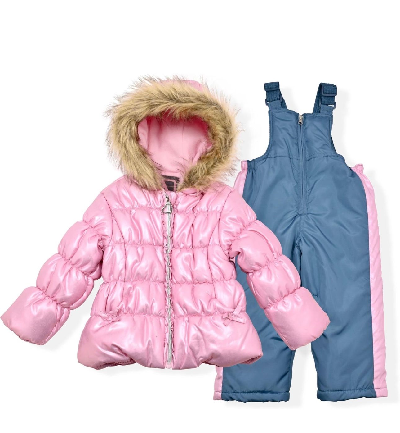 Arctic Quest Little Girls Bib Snow Pants and Ski Jacket Water-Resistant Snowsuit For Kids Winter Jacket For Girls