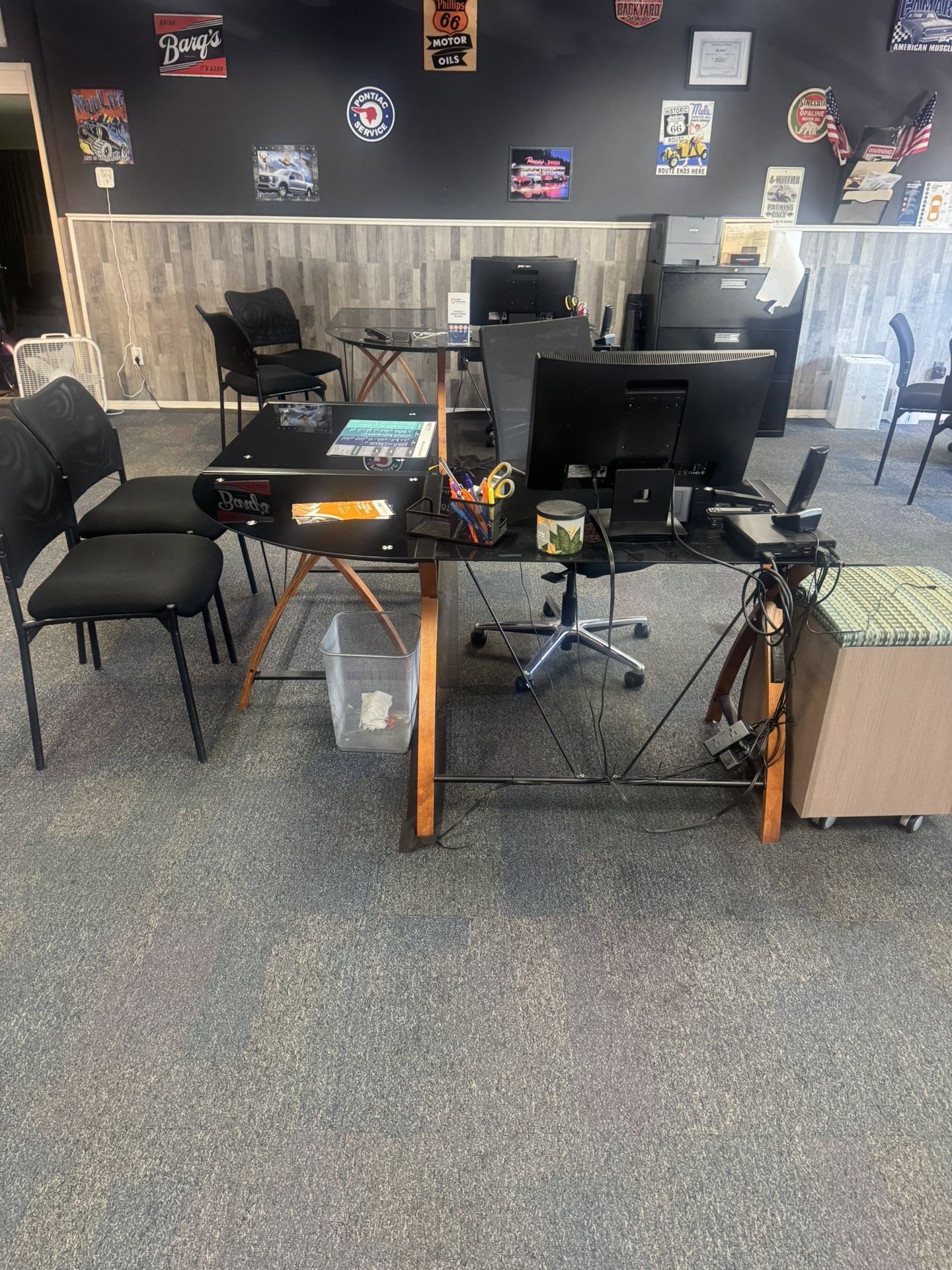 2 Matching L Shape Glass Desk 59 Inch 