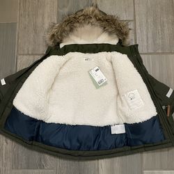 H&M Kids Winter Outerwear Jacket Olive Fur Size 3T US