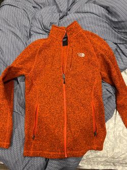 Orange north face zip up turtle neck