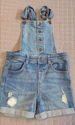 Cat & Jack Denim Overall Shorts with Distressing