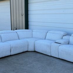 6 PIECE FABRIC POWER RECLINING SECTIONAL WITH POWER HEADRESTS 