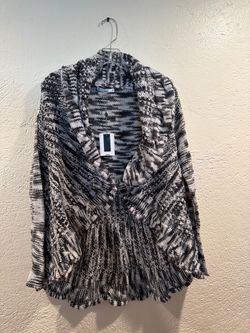 Brand New Gray Mixed Knit Open Front Poncho