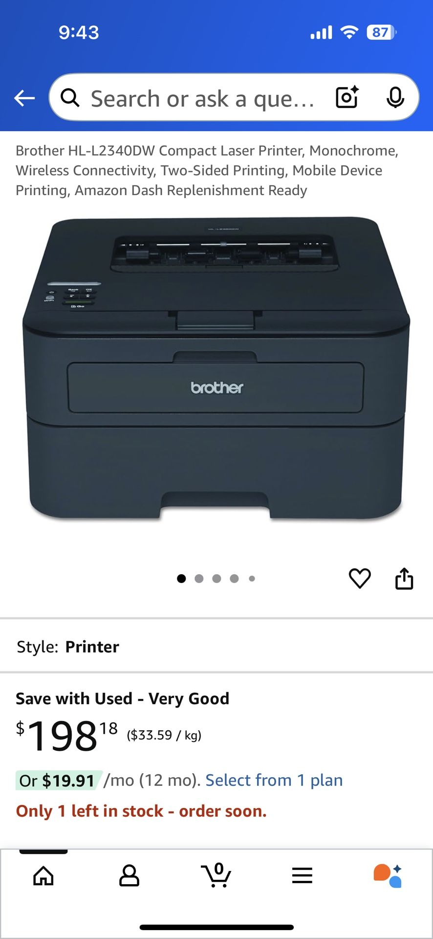 Brother HL-L2340DW Printer With Extra Toner Cartridge 