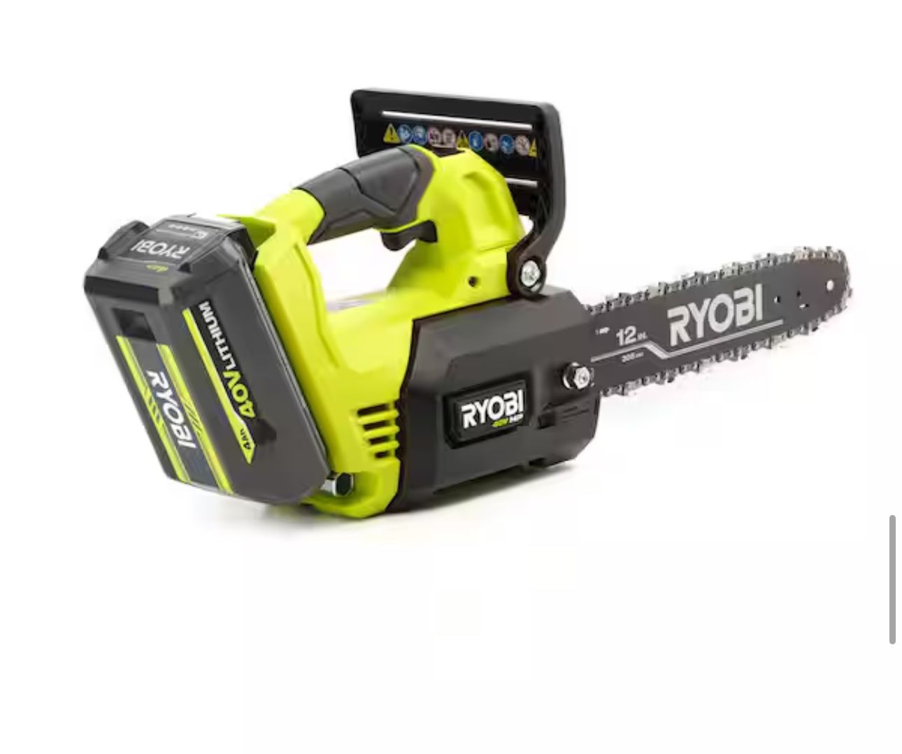 RYOBI 40V HP Brushless 12 in. Top Handle Battery Chainsaw with 4.0 Battery and Charger
