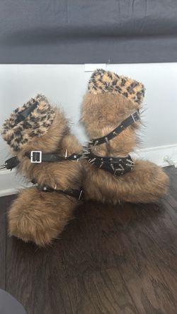 Wild Sexy Dark Brown/Leopard Print Chained Boots (Women)
