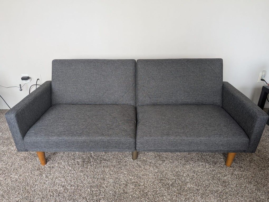 LIKE NEW Gray Futon, Sofa Bed convertible