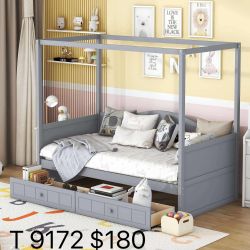 Twin Size Canopy Day Bed With 2 Drawers(9172)