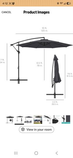 10FT over hang Umbrella - NO BASE INCLUDED