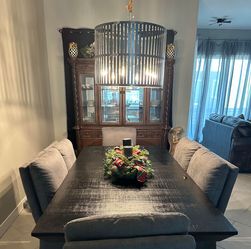 Rowanbeck square Dining Table 
and 6 Unique square chairs