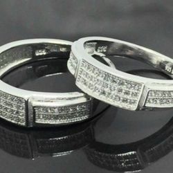 S925 & 18k White Gold, 1.30ctw White Sapphire Wedding Set