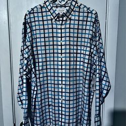 👔🔥 MEN’S MULTI-COLOR BUTTON-DOWN SHIRT – WHITE / BLUE / NAVY – LONG SLEEVE – SIZE XL 🔥👔