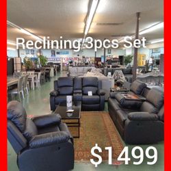 😍 Reclining Sofa Loveseat Chair Set 