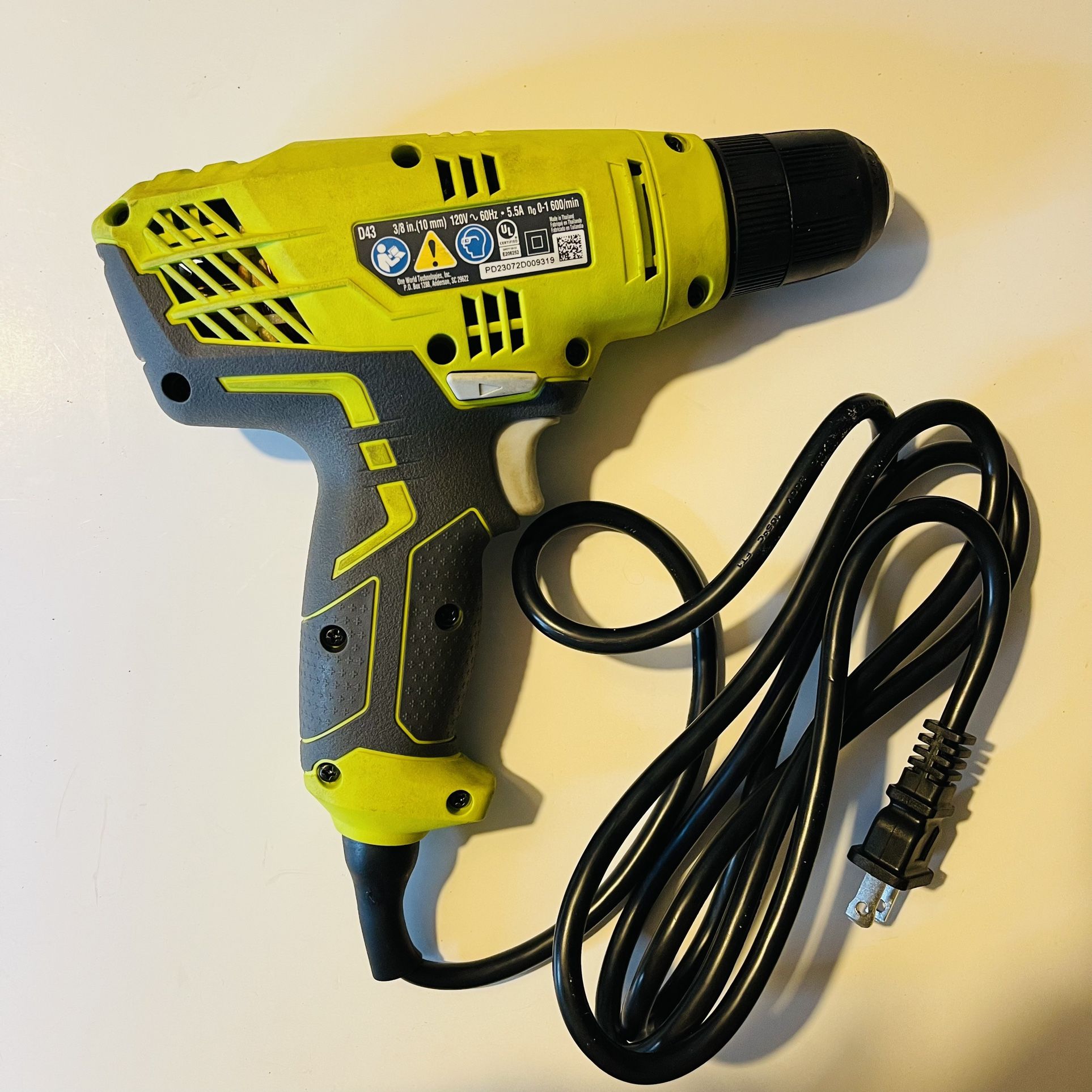 Hammer Drill Ryobi D43 Drill Ryobi D43 Amp 3/8 Inch 1,600 RPM