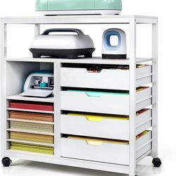 Craft Organizer Storage Cart, Rolling Cart Organizer, Vinyl Roll Holder and Cutting Machine Storage