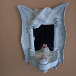 Dragon-framed Mirror And Candle Holder.