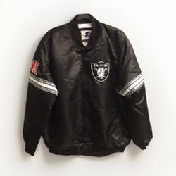 Men Size XL - Starter NFL Las Vegas Raiders Bomber Jacket Black Silver  LS200167