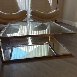 Italian leather Chairs And Coffee table