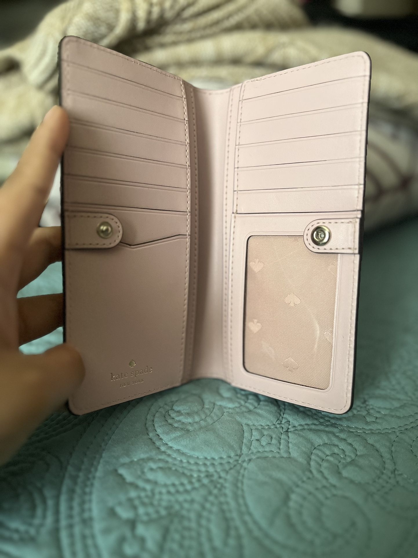 Kate Spade Staci Festive Confetti Glitter Large Slim Bifold Wallet