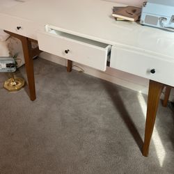 West Elm White Mid Century Desk 