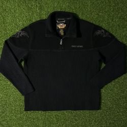 Women Harley Davidson Quarter Zip Sweater Jacket Coat Hoodie Size Large
