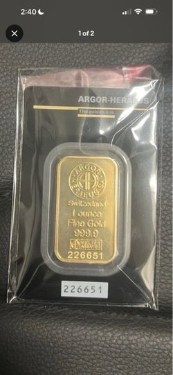 1oz .999 Pure gold bar Argor Heraeus