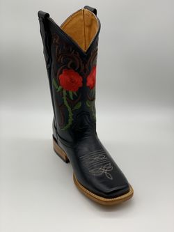 Women's Red Floral 🌹 Embroidered Leather Boots