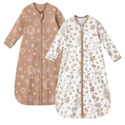 Set Of 2 Baby Sleep Sack 18-24 Months 100% Cotton Long Sleeve Wearable Blanket Baby Sleep Bag with 2-Way Zipper 2 Pack 0.5 Tog Sleeping Sack