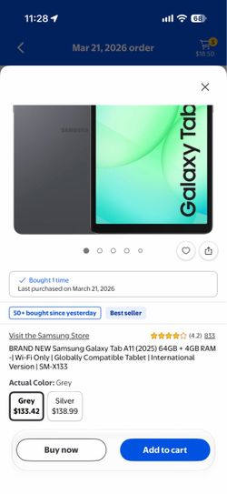 Samsung Galaxy Tab A11 (8.7") - 64GB - Like New + Case & Charger + 64GB SD card inside