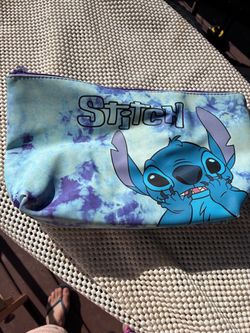 Disney Lilo & Stitch Purple Tie-Dye Cosmetic Bag Excellent Condition 8x12.25x3.5