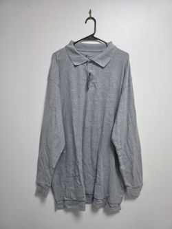 Gray Long Sleeve Polo Shirt