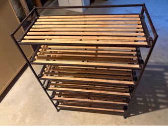 6 layers. Shoe Rack stacked ( 26.5” X 12 X 37”)