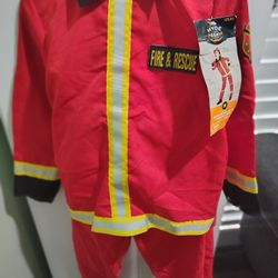 Glow In The Dark Firefighter Kids Costume Size Medium 8-10