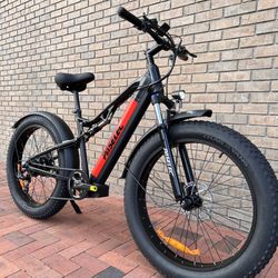 1000 Watt Electric Fat Tire Mountain Bike (26x4.0), 30mph, 40 Mile Distance-Red Or Black