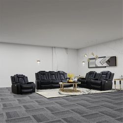 New Leather Power Electric Reclining Sofa Set