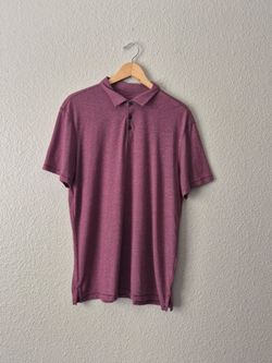 John Varvatos Star USA Polo Shirt Mens L Burgundy Short Sleeve Peruvian Cotton