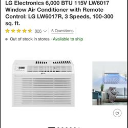 LG Aire Acondicionado 6000btu New Con remote Control 