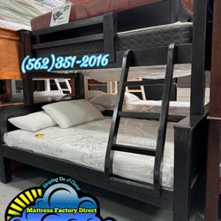 Twin Full Black Bunk Bed With Mattresses Colchones Nuevos 