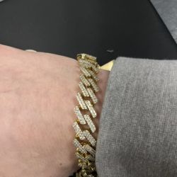 14k Gold Plated  ICED OUT Cuban Bracelet 